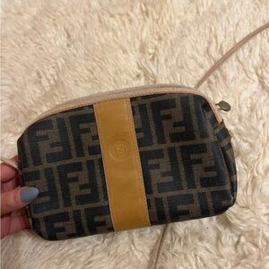 Fendi Black and Tan Monogram Pouch